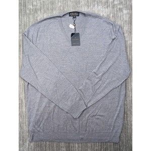 Brooks Brothers Brookstretch 100% Merino Wool Sweater Men XXL Gray VNeck Sweater